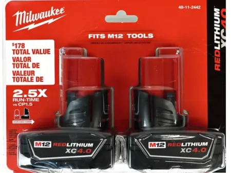 2-Pack Milwaukee M12 12V Lithium-Ion XC Extended Capacity 4.0 Ah Battery Pack