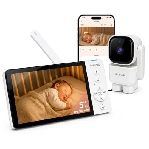 Dual Mode Smart Baby Monitor with App, 5-inch 1080p WiFi & No-WiFi