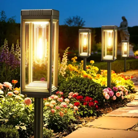 8-Pack VICOUP Tall Solar Pathway Lights Outdoor