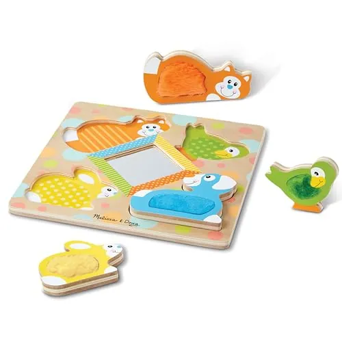 Melissa & Doug Peek-a-Boo Pets Wooden Touch & Feel Puzzle