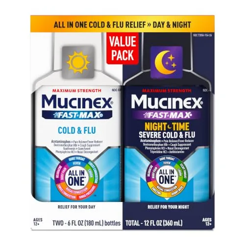 Mucinex Fast-Max Cold & Flu All in One Day/Night Value Pack, 2x6 FL OZ
