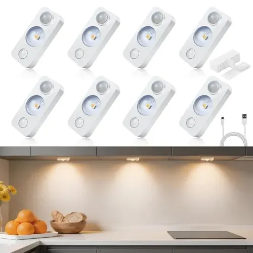 8 Pack USB Rechargeable Motion Sensor Puck Lights
