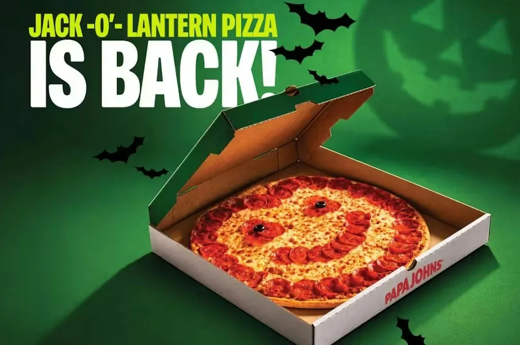 Papa Johns Jack-o'-Lantern Pumpkin-Shaped Pepperoni Pizza