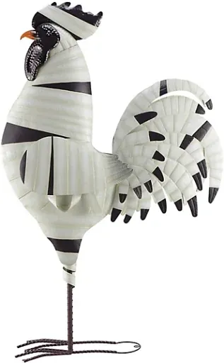 Red Shed Indoor/Outdoor Mummy Metal Rooster Halloween Statue, 6 ft.