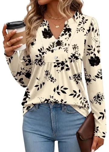 OFEEFAN Long Sleeve V Neck Shirts (Various)