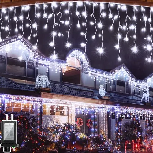 66FT 670 LED Cool White Christmas Lights with 148 Ice Drops