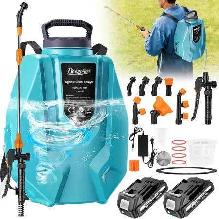 3.2-Gallon DEJUNPIOOL Backpack Sprayer w/ 2x 2.5Ah Batteries, 7 Nozzles & Telescopic Wand