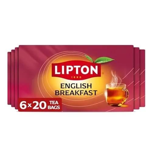 Lipton English Breakfast Black Tea Bags 120 Count (20ct - Pack of 6)