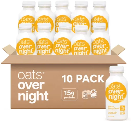 Oats Overnight Maple Brown Sugar Protein Overnight Oatmeal Shake, 2.1 oz, 10-Pack