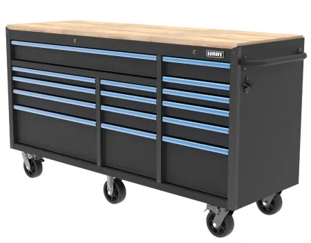 HART 72-Inch 15-Drawer Mobile Workbench w/ Wood Top