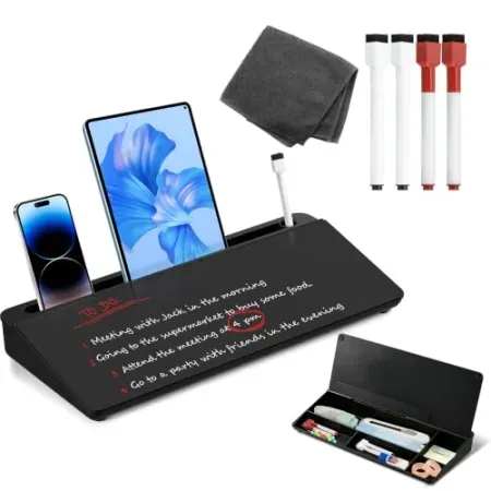 VUSIGN Glass Desktop Dry Erase Whiteboard with Hidden Storage