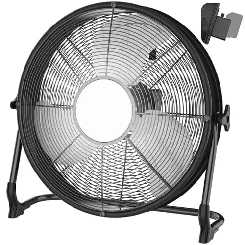 16" Battery Powered Floor Fan with LED Light Compatible with Milwaukee M18