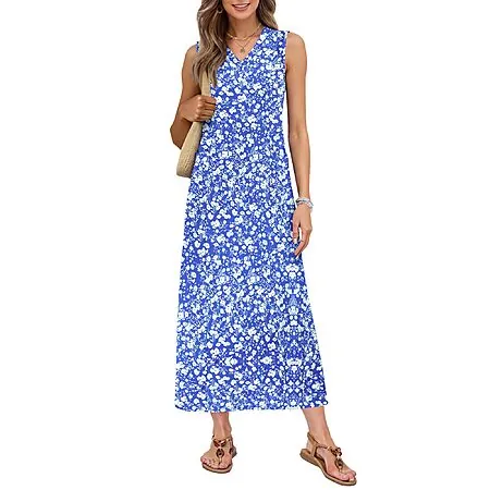 MISFAY Women’s Sleeveless Casual Boho Maxi Dress w/ Pockets (various)
