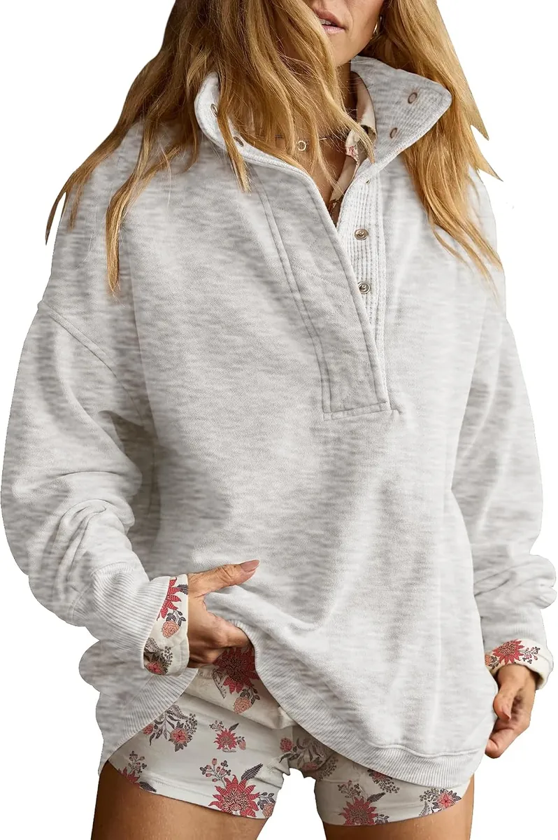 GACAKY Oversized Henley Sweatshirt