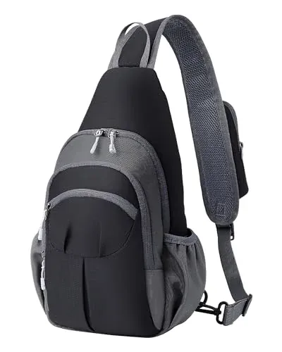Agptek Sling Bag Crossbody Daypack w/ Water Bottle Holder (Grey)