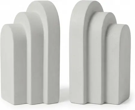 2-Piece Wageso Concrete Decorative Modern Shelf Book Ends