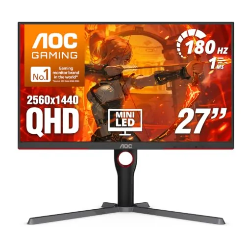 27" AOC Q27G3XMN 2560x1440 180Hz 1ms VA Mini-LED Backlit Gaming Monitor