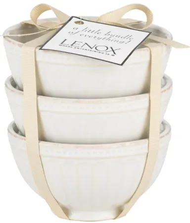 Set of 3 Lenox French Perle Groove Bowls