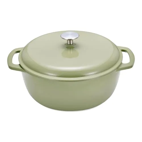 Amazon Basics Cast Iron Dutch Oven – 4.3qt Olive