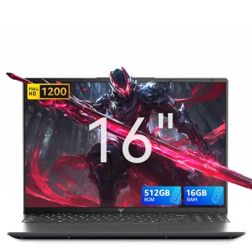 KAIGERR Light Gaming Laptop, 16inch 16GB DDR4 512GB SSD