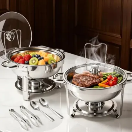 2-Pack 5-Quart PRESGO Stainless Steel Round Chafing Dish
