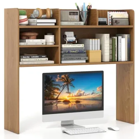 Giantex 37" Desk Hutch 3-Tier Desktop Bookshelf