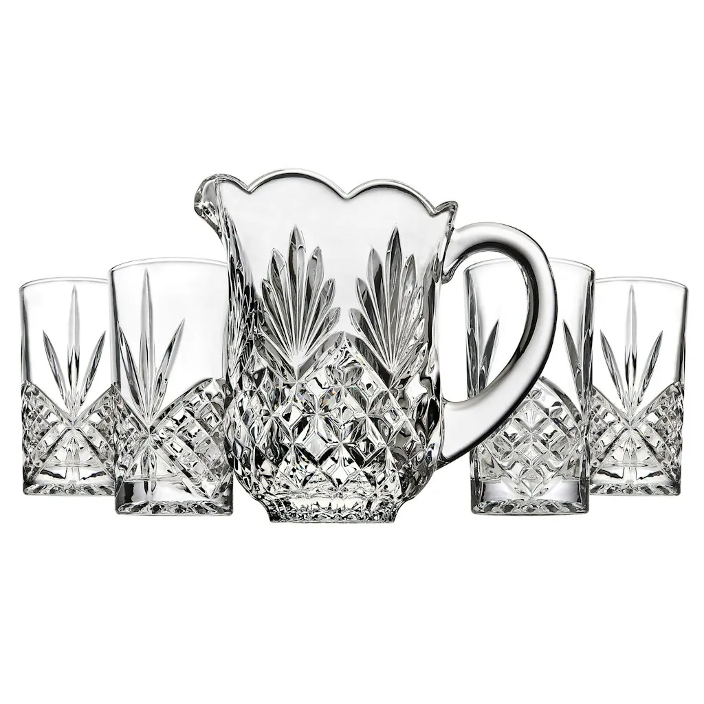 Godinger Dublin Pitcher & 4 Old Fashioned Glasses Drink Bar Set