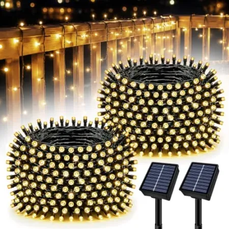 2-Pack Soomit 66' 200LED 8 Mode Solar Outdoor String Lights