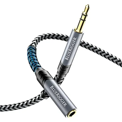 40' Bluerigger 3.5mm Male to Female Headphone Extension Cable with 24K Gold Plated Connectors