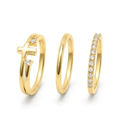 Stackable Gold Cross Rings