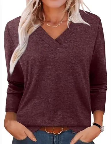 V Neck Long Sleeve Shirts