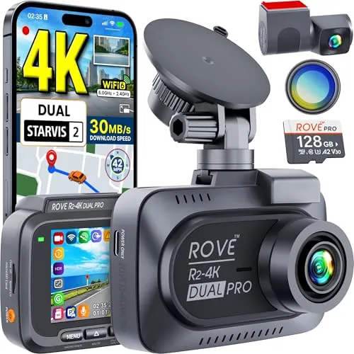 ROVE R2-4K Dual PRO Dash Cam Front and Rear 4K+2K