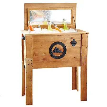 Backyard Expressions Wooden Patio Cooler w/ Insulated Liner