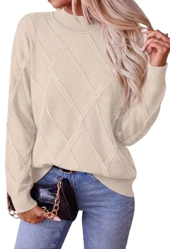 Mock Neck Cable Knit Sweaters