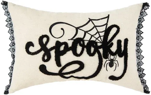Black and White Halloween Embroidered Throw Pillow