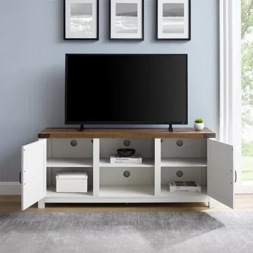 Woven Paths Farmhouse Barn Door TV Stand for up to 65" TVs