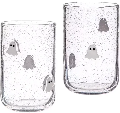 Way to Celebrate 16 oz Ghost Charm Drinking Glass, 2-Pack