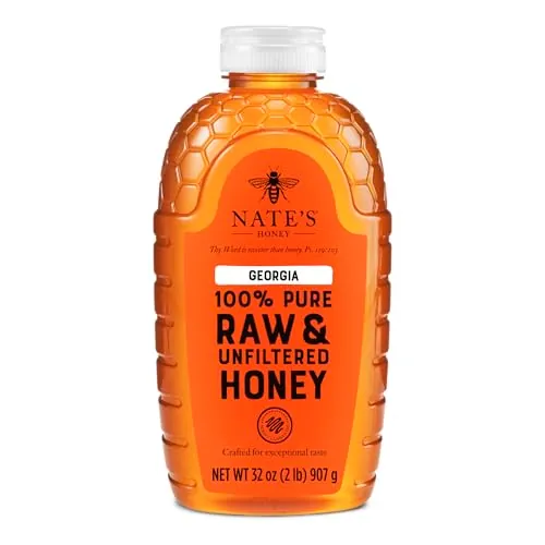 Nate's Georgia 100% Pure Raw & Unfiltered Honey, 32 oz Squeeze Bottle