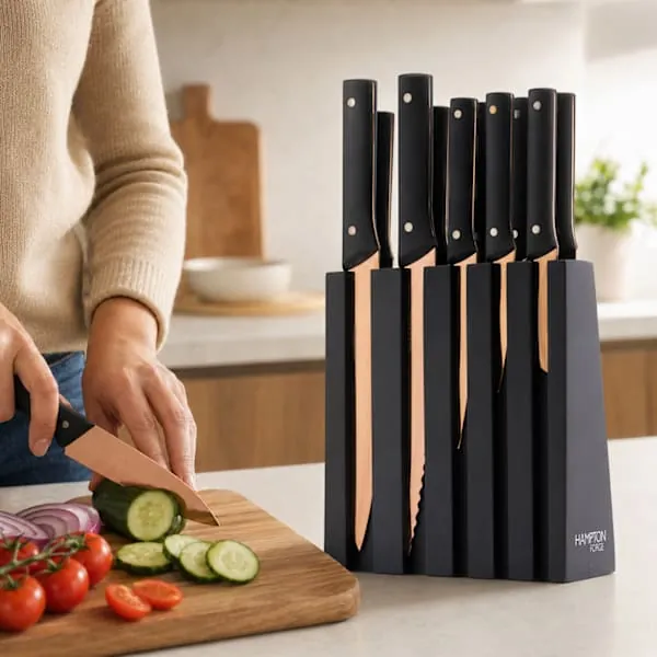 Hampton Forge 13-Piece Knight Copper Cutlery Block Set