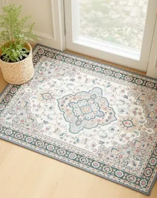 MINIDEAR 2' x 3' Washable Floral Area Rug