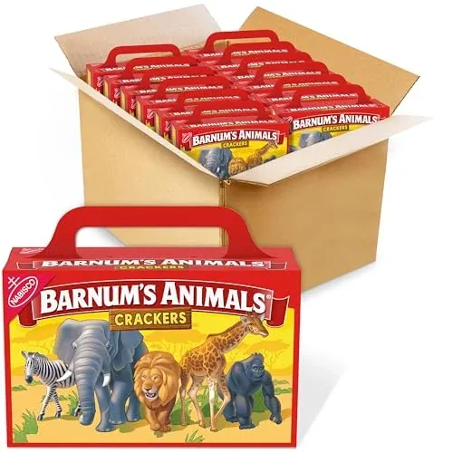BARNUM'S Original Animal Crackers Bulk Kids Snacks, 12-Pack (2.13 oz Boxes)
