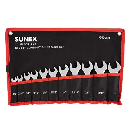 11pc Sunex Tools SAE Stubby Combination Wrench Set