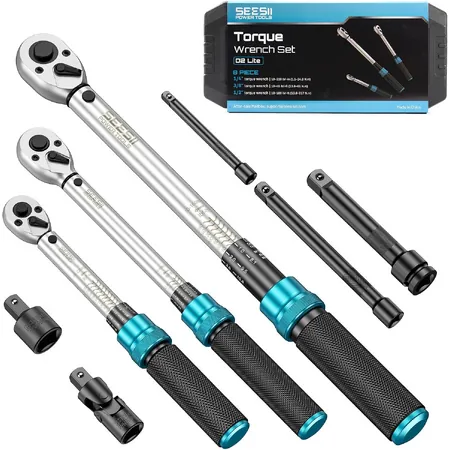 8-Pc Seesii Torque Wrench Set (1/4", 3/8", & 1/2" Drive)