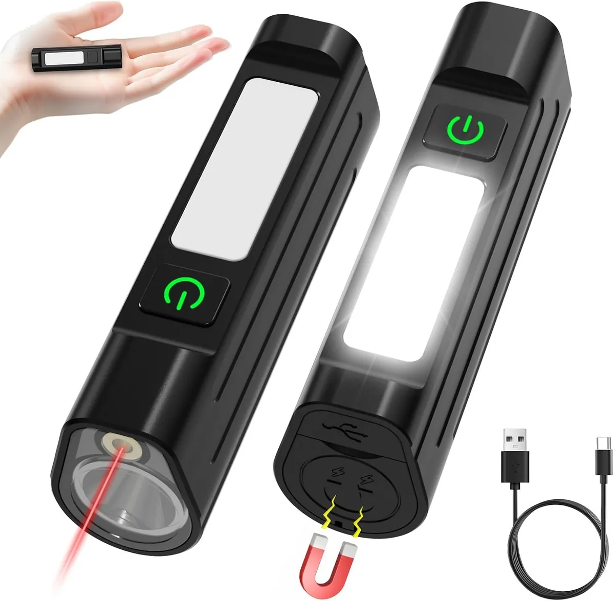 Spriak Rechargeable Small EDC Magnetic Flashlight 2 Pack