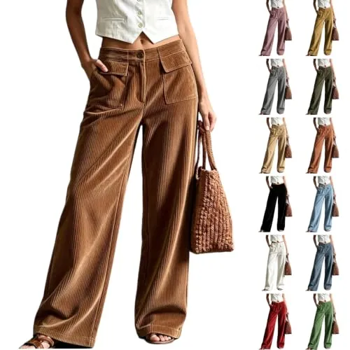 Corduroy Elastic Waist Casual Trousers