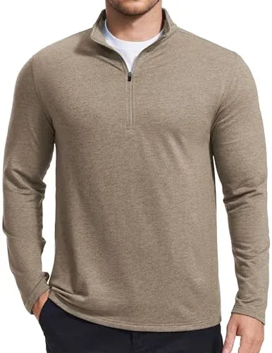 PINSPARK Men's Moisture-Wicking Quarter-Zip Lightweight Pullover
