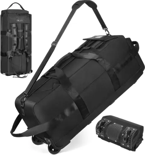 DAKOMM 90L Extra Large Rolling Duffle Bag with Wheels, 34 Inch