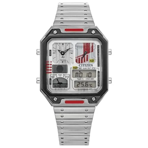 Citizen Men's Star Wars Rebel Pilot Vintage Ana-Digi Quartz Stainless Steel Watch, Rectangular