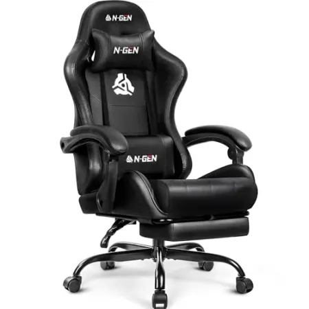 N-Gen Gaming Video Gaming Chair with Footrest