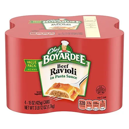 Select Accts: 4-Pk 15-Oz Chef Boyardee Beef Ravioli in Pasta Sauce